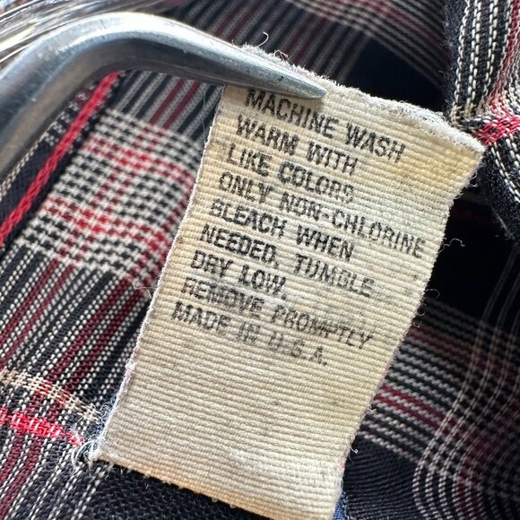 Wrangler Mens Western Shirt‎ Extra Large Red Black Plaid Long Sleeve Pearl Snap - Picture 6 of 14